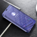 Mirror Clear View Horizontal Flip PU Smart Leather Case for Huawei Mate 20 Lite, with Holder (Purple)