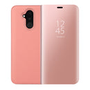 Mirror Clear View Horizontal Flip PU Smart Leather Case for Huawei Mate 20 Lite, with Holder (Rose Gold)