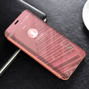 Mirror Clear View Horizontal Flip PU Smart Leather Case for Huawei Mate 20 Lite, with Holder (Rose Gold)