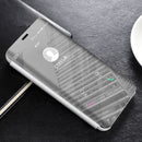 Mirror Clear View Horizontal Flip PU Smart Leather Case for Huawei Mate 20 Lite, with Holder (Silver)