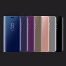 Mirror Clear View Horizontal Flip PU Smart Leather Case for Huawei Mate 20 Lite, with Holder (Purple)