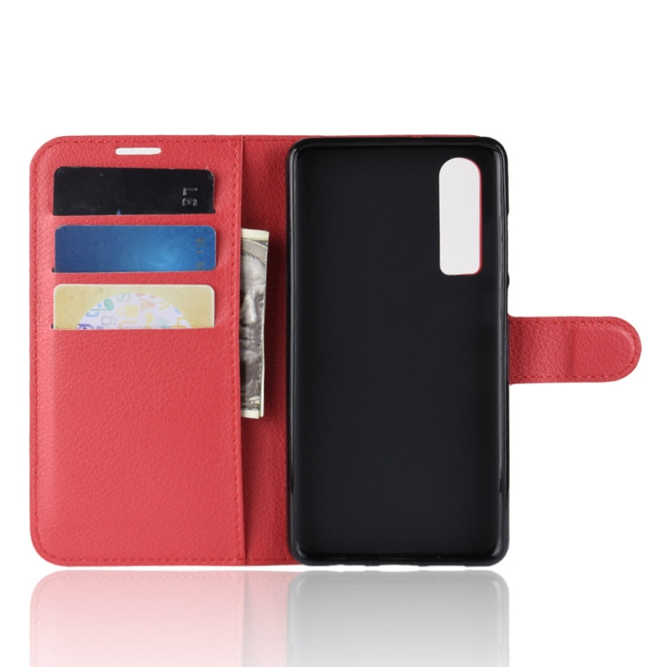 Litchi Texture Horizontal Flip Leather Case for Huawei P30, with Holder & Card Slots & Wallet (Red)