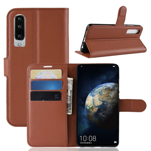 Litchi Texture Horizontal Flip Leather Case for Huawei P30, with Holder & Card Slots & Wallet (Brown)