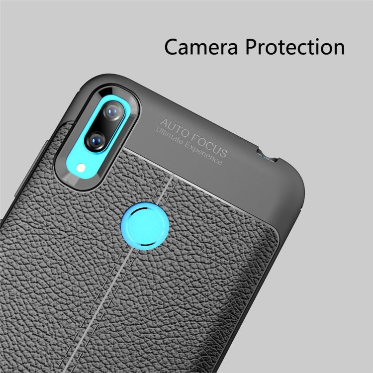 Litchi Texture TPU Shockproof Case for Huawei Y7 (2019) (Grey)