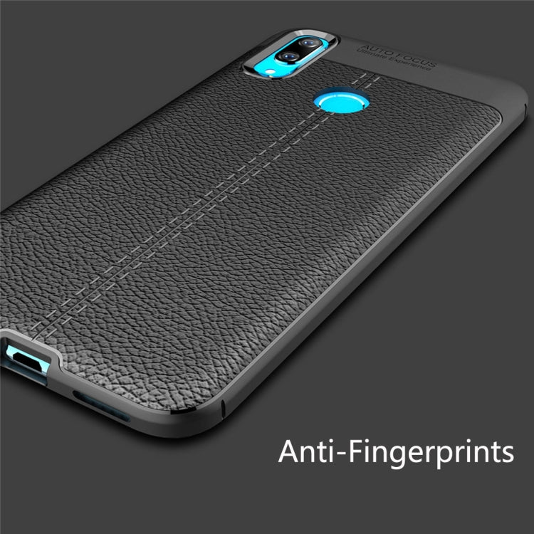 Litchi Texture TPU Shockproof Case for Huawei Y7 (2019) (Grey)
