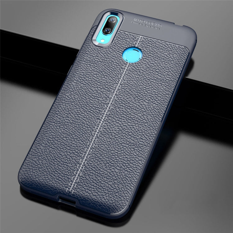 Litchi Texture TPU Shockproof Case for Huawei Y7 (2019) (Navy Blue)