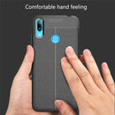 Litchi Texture TPU Shockproof Case for Huawei Y7 (2019) (Navy Blue)
