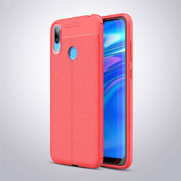 Litchi Texture TPU Shockproof Case for Huawei Y7 (2019) (Red)