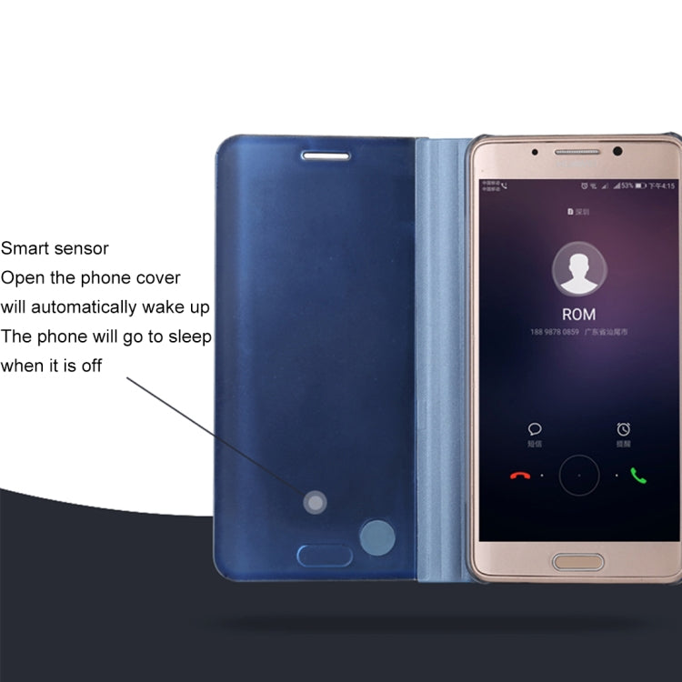 For Huawei Mate 9 Pro Electroplating PC + PU Horizontal Flip Protective Case with Stand Holder & Sleep / Wake-up Function (Black)