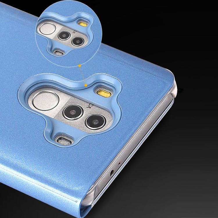 For Huawei Mate 10 Pro Electroplating PC + PU Horizontal Flip Protective Case with Stand Holder & Sleep / Wake-up Function (Blue)