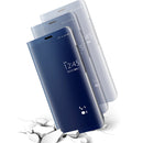 For Huawei Mate 10 Pro Electroplating PC + PU Horizontal Flip Protective Case with Stand Holder & Sleep / Wake-up Function (Blue)