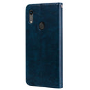 Business Style Oil Wax Texture Horizontal Flip Leather Case for Huawei Y6 (2019) / Honor 8A, with Holder & Card Slots & Wallet (Blue)