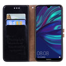 Business Style Oil Wax Texture Horizontal Flip Leather Case for Huawei Y7 (2019), with Holder & Card Slots & Wallet (Black)