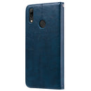 Business Style Oil Wax Texture Horizontal Flip Leather Case for Huawei Y7 (2019), with Holder & Card Slots & Wallet (Blue)