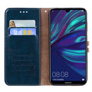 Business Style Oil Wax Texture Horizontal Flip Leather Case for Huawei Y7 (2019), with Holder & Card Slots & Wallet (Blue)