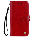 Business Style Oil Wax Texture Horizontal Flip Leather Case for Huawei Y7 (2019), with Holder & Card Slots & Wallet (Red)