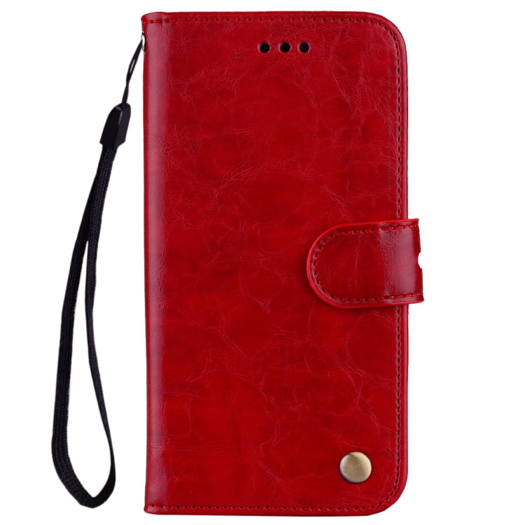 Business Style Oil Wax Texture Horizontal Flip Leather Case for Huawei Y7 (2019), with Holder & Card Slots & Wallet (Red)