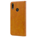 Business Style Oil Wax Texture Horizontal Flip Leather Case for Huawei Y7 (2019), with Holder & Card Slots & Wallet (Brown)