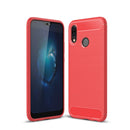 For Huawei P20 Lite Brushed Texture Carbon Fiber Shockproof TPU Protective Back Case (Red)
