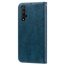 Business Style Oil Wax Texture Horizontal Flip Leather Case for Huawei Honor 20, with Holder & Card Slots & Wallet (Blue)