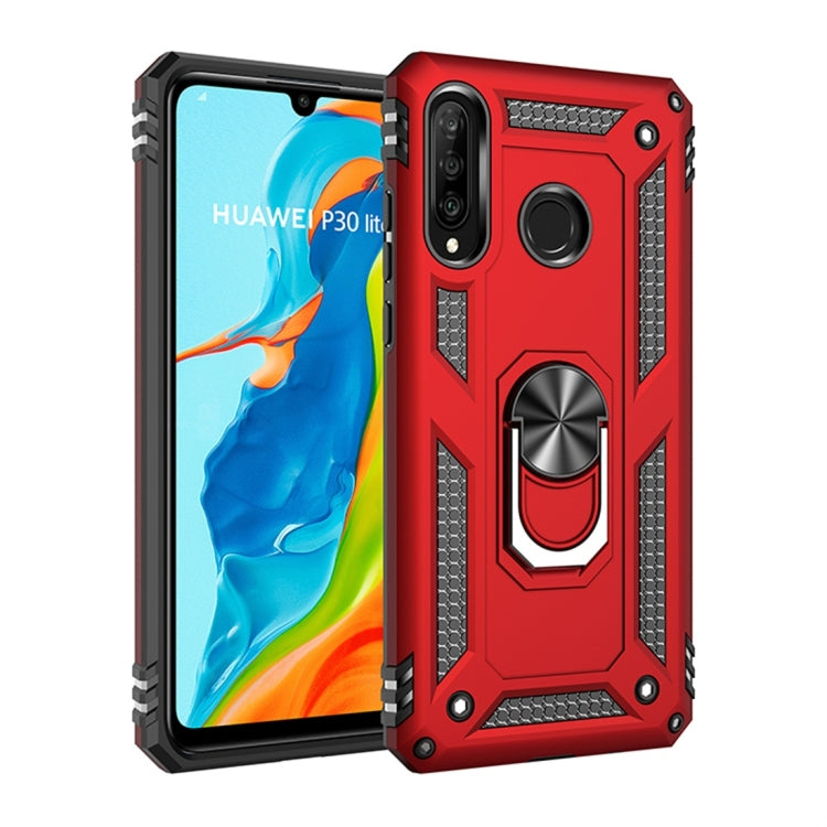 Armor Shockproof TPU + PC Protective Case for Huawei P30 Lite, with 360 Degree Rotation Holder (Red)
