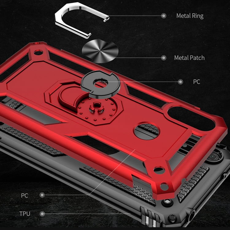 Armor Shockproof TPU + PC Protective Case for Huawei Y7 (2019), with 360 Degree Rotation Holder (Red)