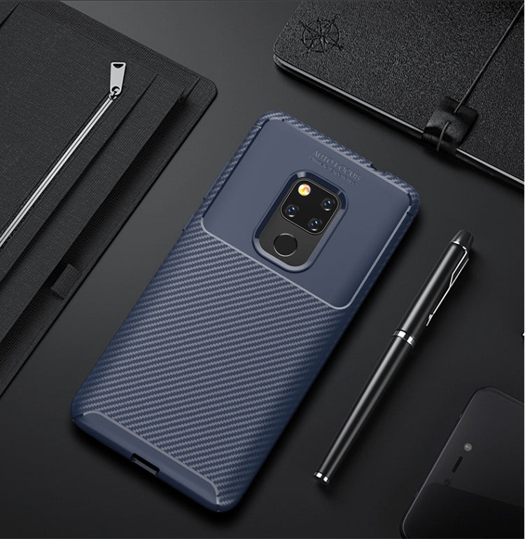 Beetle Shape Carbon Fiber Texture Shockproof TPU Case for Huawei Mate 20(Blue)