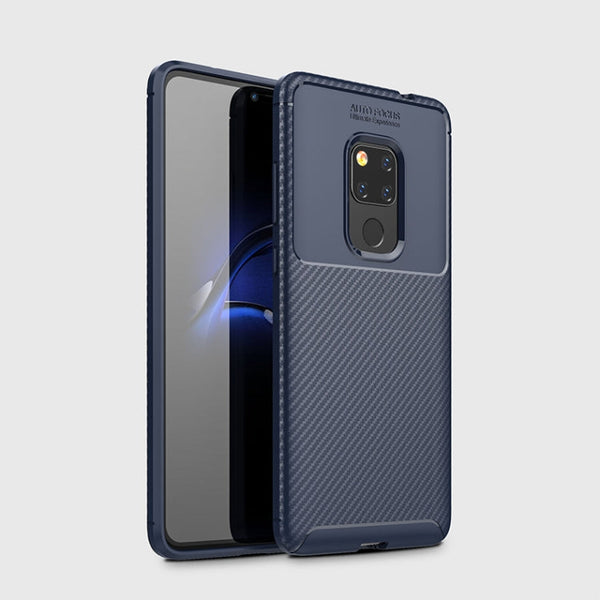 Beetle Shape Carbon Fiber Texture Shockproof TPU Case for Huawei Mate 20(Blue)