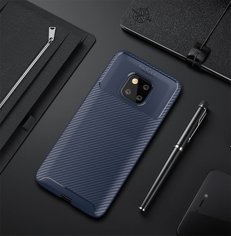 Beetle Shape Carbon Fiber Texture Shockproof TPU Case for Huawei Mate 20 Pro(Blue)