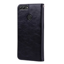 Business Style Oil Wax Texture Horizontal Flip Leather Case for Huawei P Smart / Enjoy 7S, with Holder & Card Slots & Wallet(Black)
