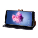 Business Style Oil Wax Texture Horizontal Flip Leather Case for Huawei P Smart / Enjoy 7S, with Holder & Card Slots & Wallet(Black)