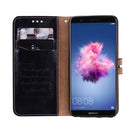 Business Style Oil Wax Texture Horizontal Flip Leather Case for Huawei P Smart / Enjoy 7S, with Holder & Card Slots & Wallet(Black)
