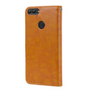 Business Style Oil Wax Texture Horizontal Flip Leather Case for Huawei P Smart / Enjoy 7S, with Holder & Card Slots & Wallet(Brown)
