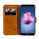 Business Style Oil Wax Texture Horizontal Flip Leather Case for Huawei P Smart / Enjoy 7S, with Holder & Card Slots & Wallet(Brown)