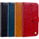 Business Style Oil Wax Texture Horizontal Flip Leather Case for Huawei P Smart / Enjoy 7S, with Holder & Card Slots & Wallet(Black)