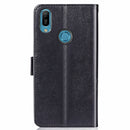Lucky Clover Pressed Flowers Pattern Leather Case for Huawei Y6 2019, with Holder & Card Slots & Wallet & Hand Strap (Black)