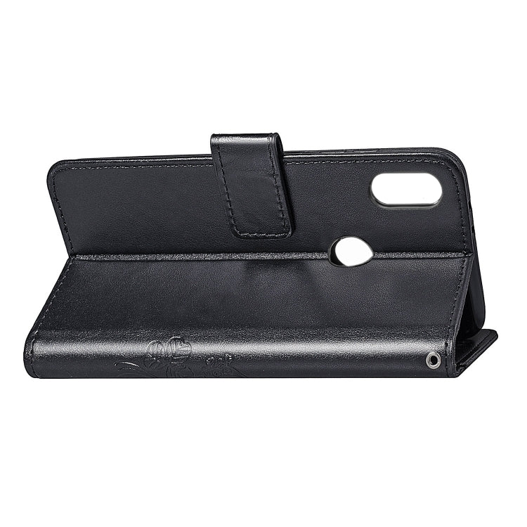 Lucky Clover Pressed Flowers Pattern Leather Case for Huawei Y6 2019, with Holder & Card Slots & Wallet & Hand Strap (Black)
