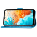Lucky Clover Pressed Flowers Pattern Leather Case for Huawei Y6 2019, with Holder & Card Slots & Wallet & Hand Strap (Blue)
