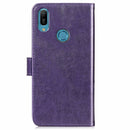 Lucky Clover Pressed Flowers Pattern Leather Case for Huawei Y6 2019, with Holder & Card Slots & Wallet & Hand Strap (Purple)
