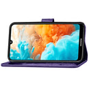 Lucky Clover Pressed Flowers Pattern Leather Case for Huawei Y6 2019, with Holder & Card Slots & Wallet & Hand Strap (Purple)