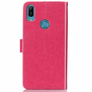 Lucky Clover Pressed Flowers Pattern Leather Case for Huawei Y6 2019, with Holder & Card Slots & Wallet & Hand Strap (Rose Red)