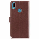 Lucky Clover Pressed Flowers Pattern Leather Case for Huawei Y6 2019, with Holder & Card Slots & Wallet & Hand Strap (Brown)