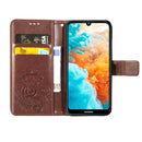 Lucky Clover Pressed Flowers Pattern Leather Case for Huawei Y6 2019, with Holder & Card Slots & Wallet & Hand Strap (Brown)