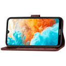 Lucky Clover Pressed Flowers Pattern Leather Case for Huawei Y6 2019, with Holder & Card Slots & Wallet & Hand Strap (Brown)