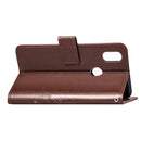 Lucky Clover Pressed Flowers Pattern Leather Case for Huawei Y6 2019, with Holder & Card Slots & Wallet & Hand Strap (Brown)