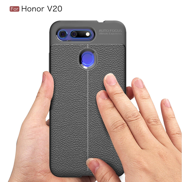 Litchi Texture TPU Shockproof Case for Huawei Honor V20(Black)