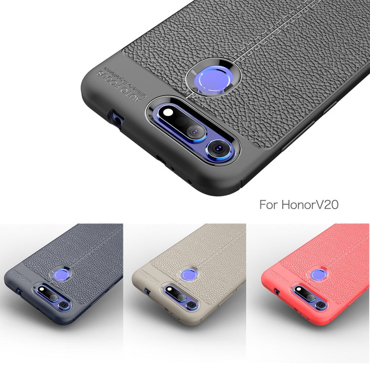 Litchi Texture TPU Shockproof Case for Huawei Honor V20(Grey)
