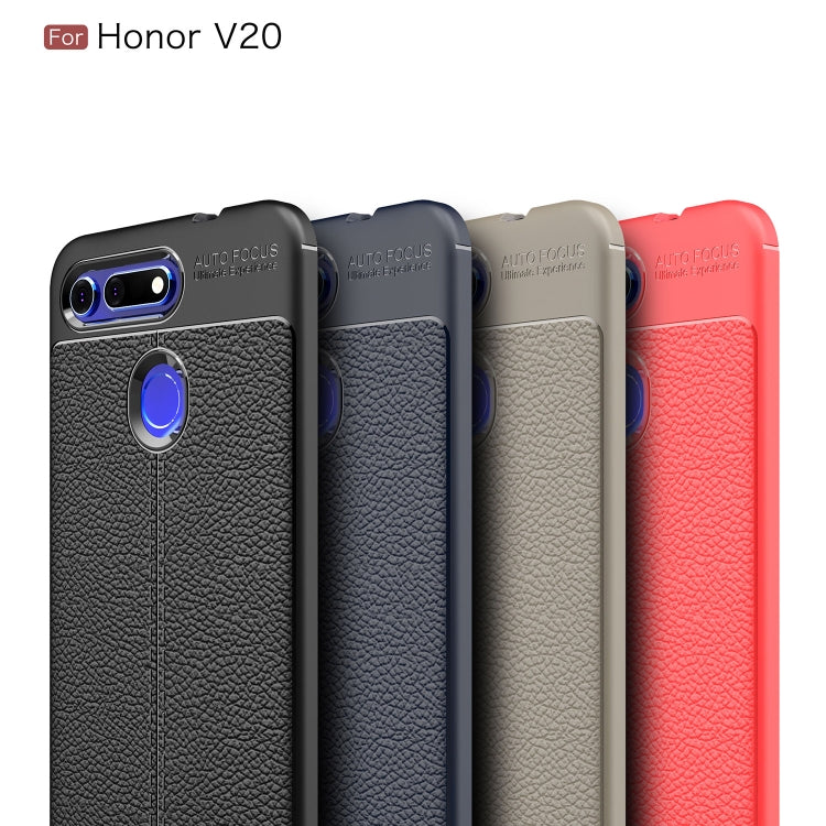 Litchi Texture TPU Shockproof Case for Huawei Honor V20(Grey)