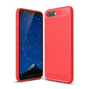 For Huawei Honor View 10 Brushed Texture Carbon Fiber Shockproof TPU Rugged Armor Protective Case(Red)