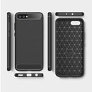 For Huawei Honor View 10 Brushed Texture Carbon Fiber Shockproof TPU Rugged Armor Protective Case(Red)